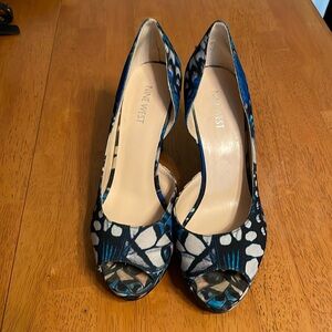 Nine West Constance Butterfly Platform Peep-Toe Shoes Heels 8.5 M Blue womens
